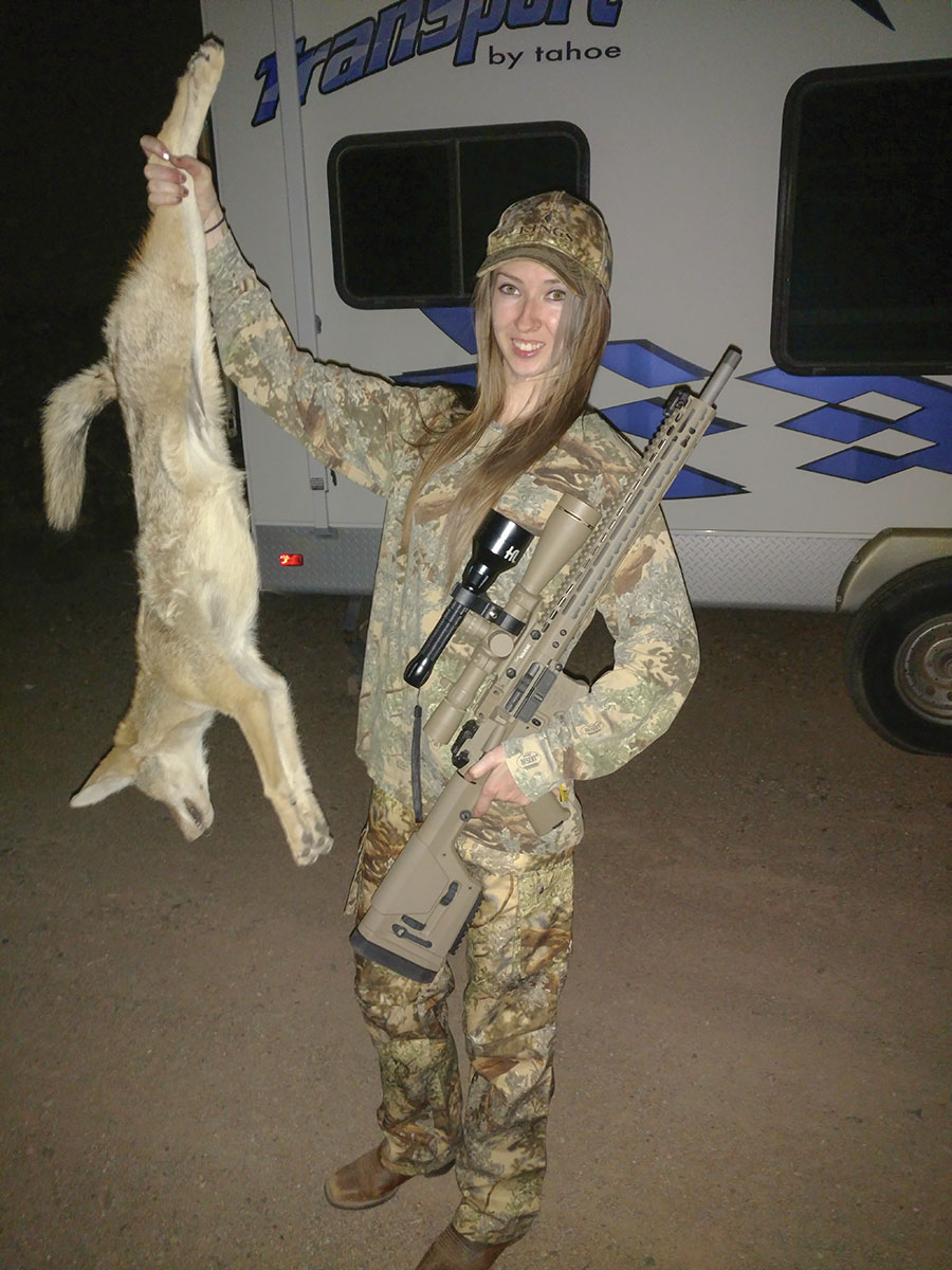 This coyote was taken at night using a red light from the now-defunct company Hunt Light, the light would be considered primitive compared to today’s lights from Wicked Hunting Lights and Sniper Hog Lights.